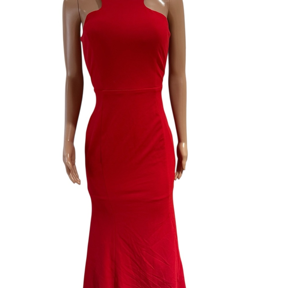 Windsor Red Asymmetrical Halter Sheath Dress